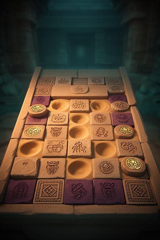 Tablero avanzado con símbolos egipcios, trampas de arena y una interfaz móvil ordenada para jugar con el pulgar